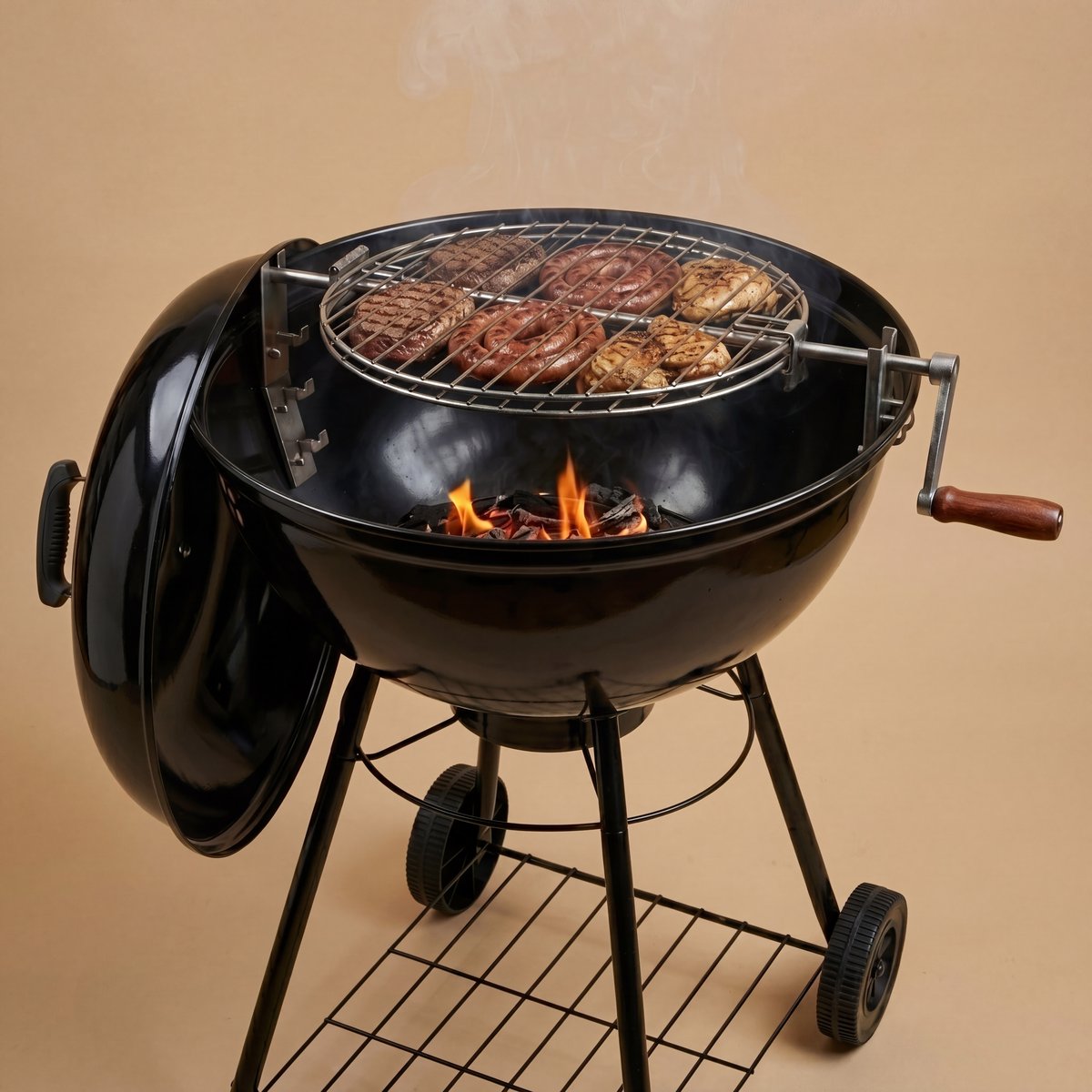 Barbecue Tournebraise, grille rotative double-couche
